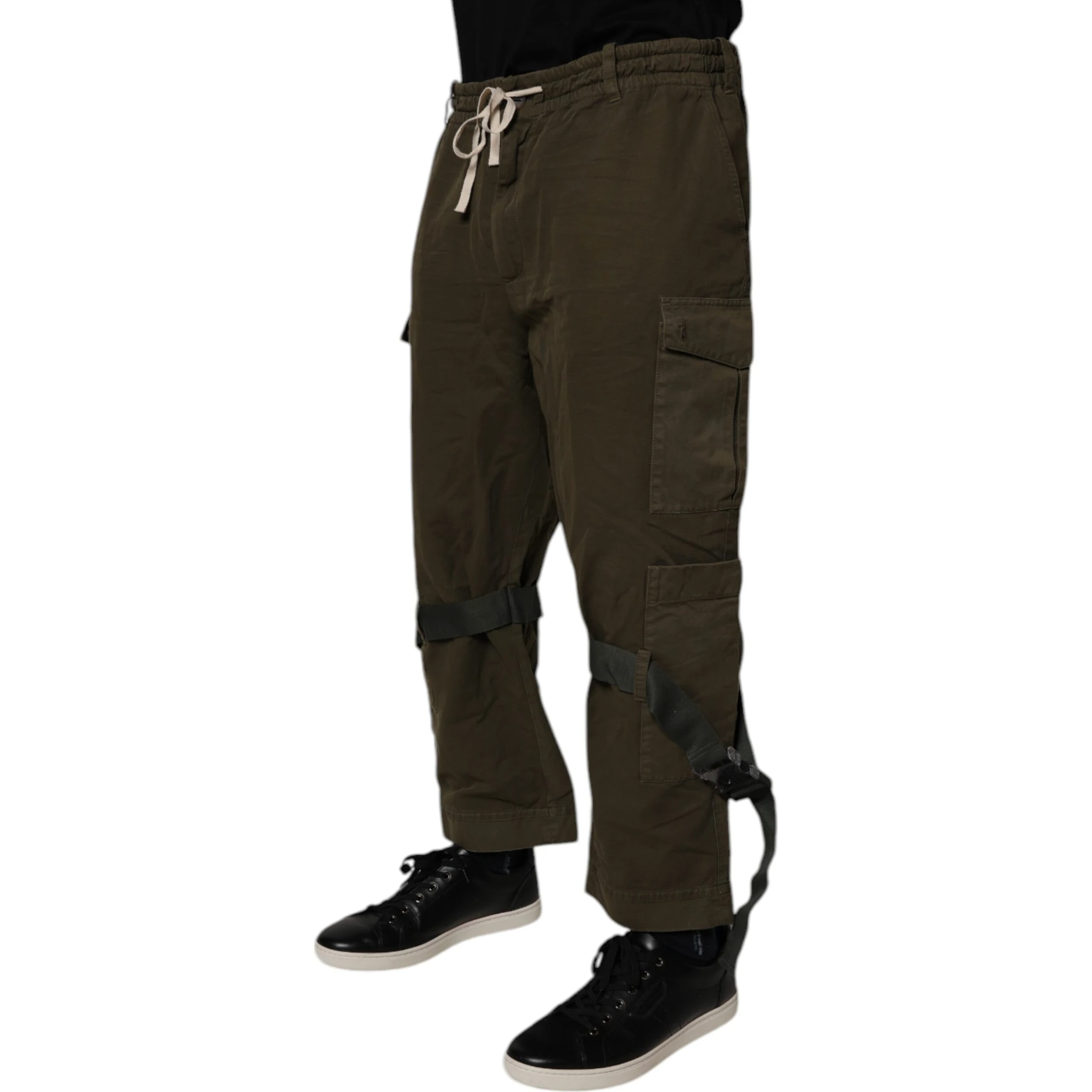 Brown Cotton Stretch Cargo Pants