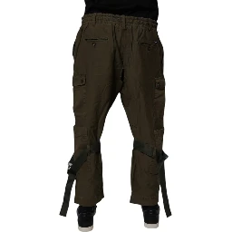 Brown Cotton Stretch Cargo Pants