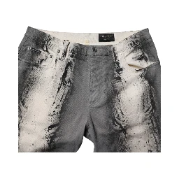 Gray Tie Dye Cotton Skinny Men Denim Jeans