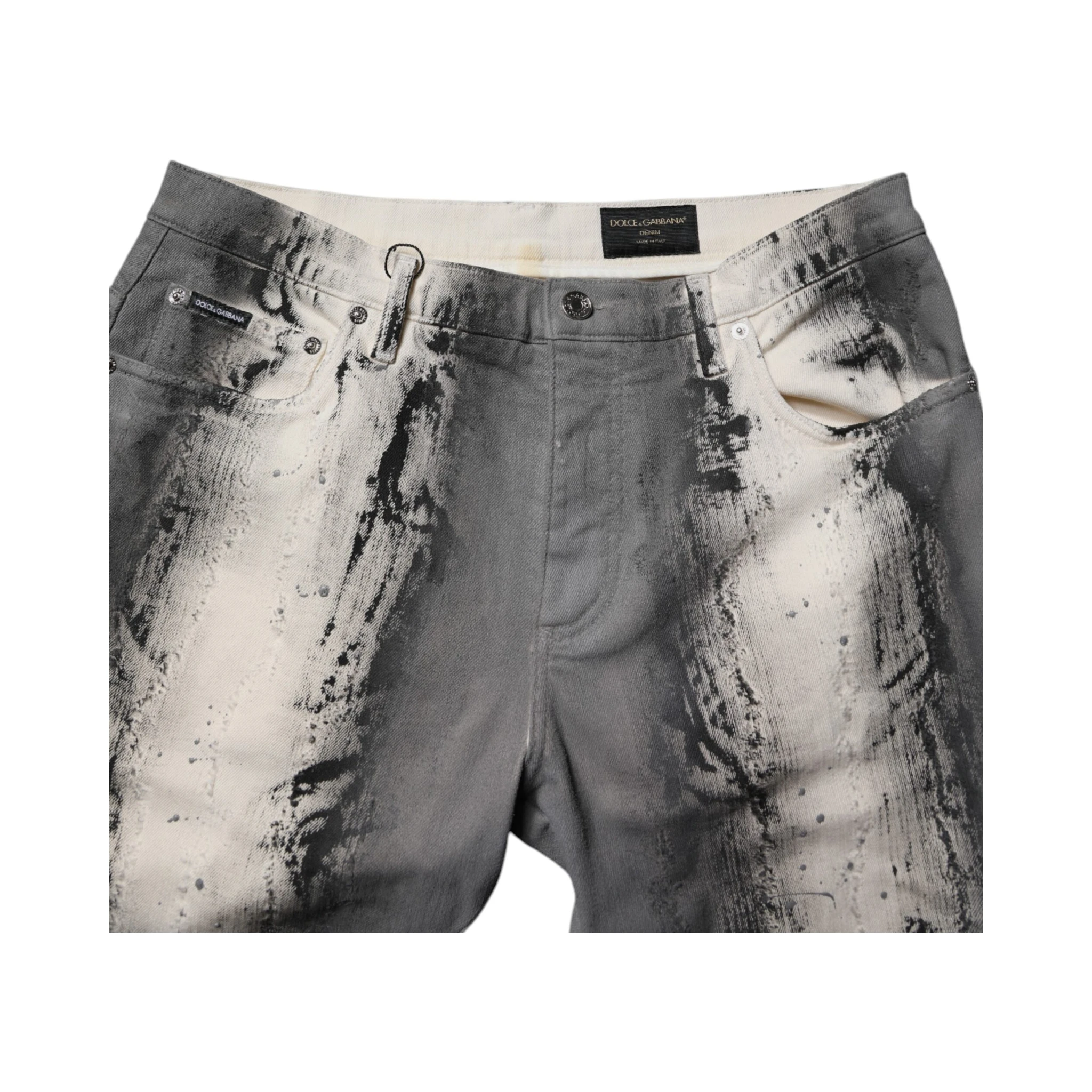 Gray Tie Dye Cotton Skinny Men Denim Jeans