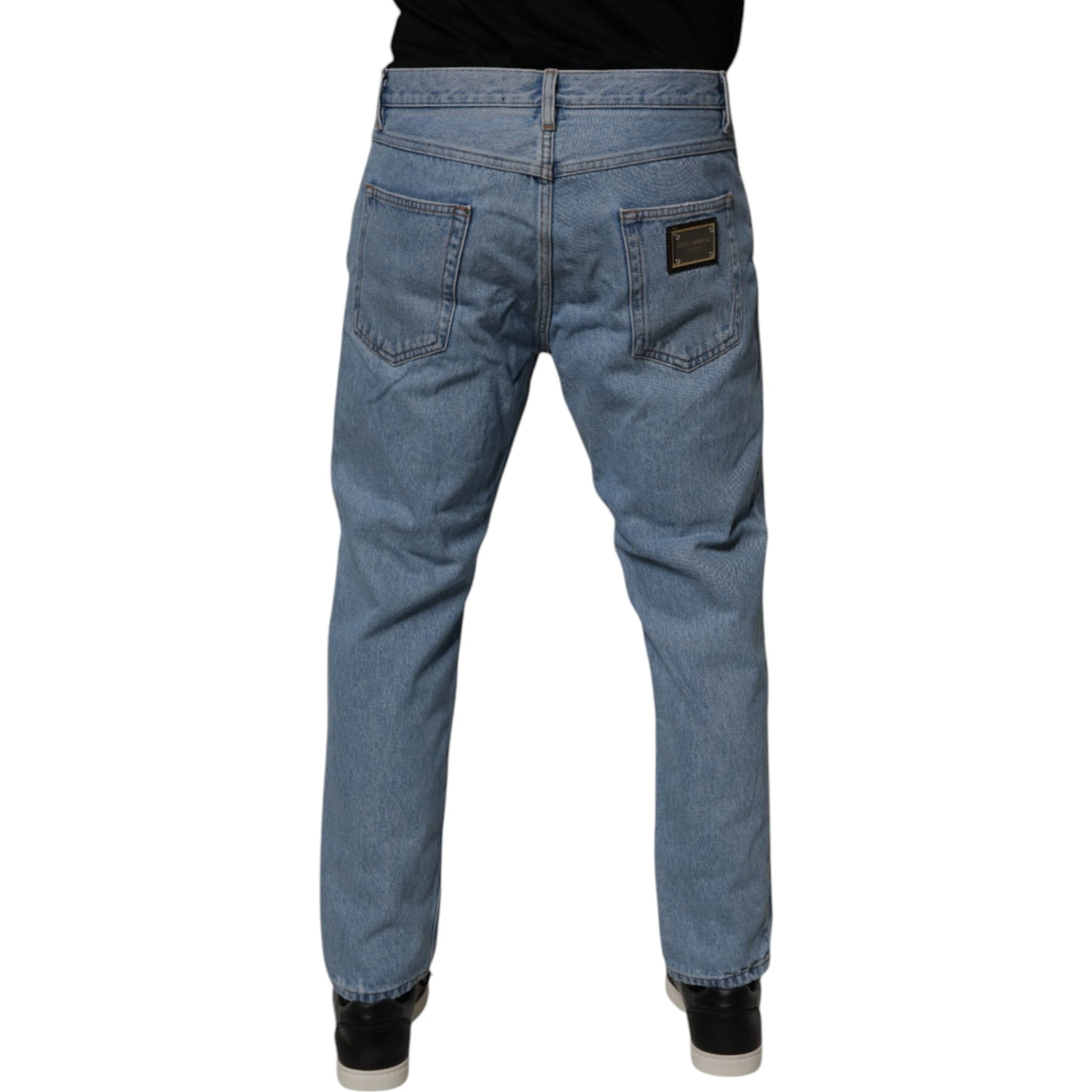 Blue Cotton Skinny Men Denim Mid Waist Jeans