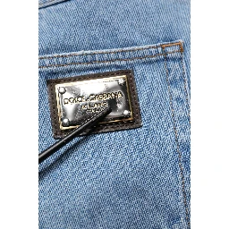 Blue Cotton Skinny Men Denim Mid Waist Jeans