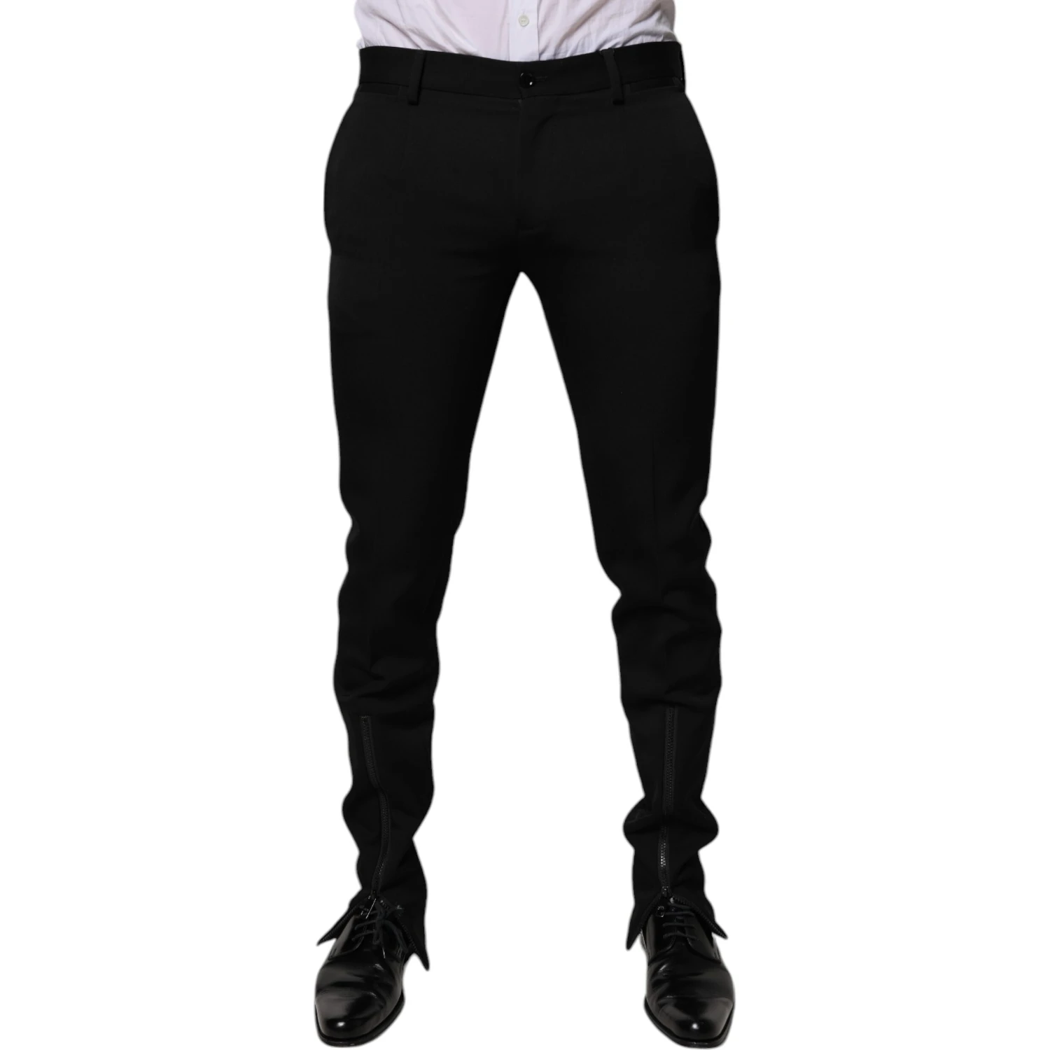 Black Wool Tapered Formal Dress Pants