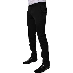 Black Wool Tapered Formal Dress Pants