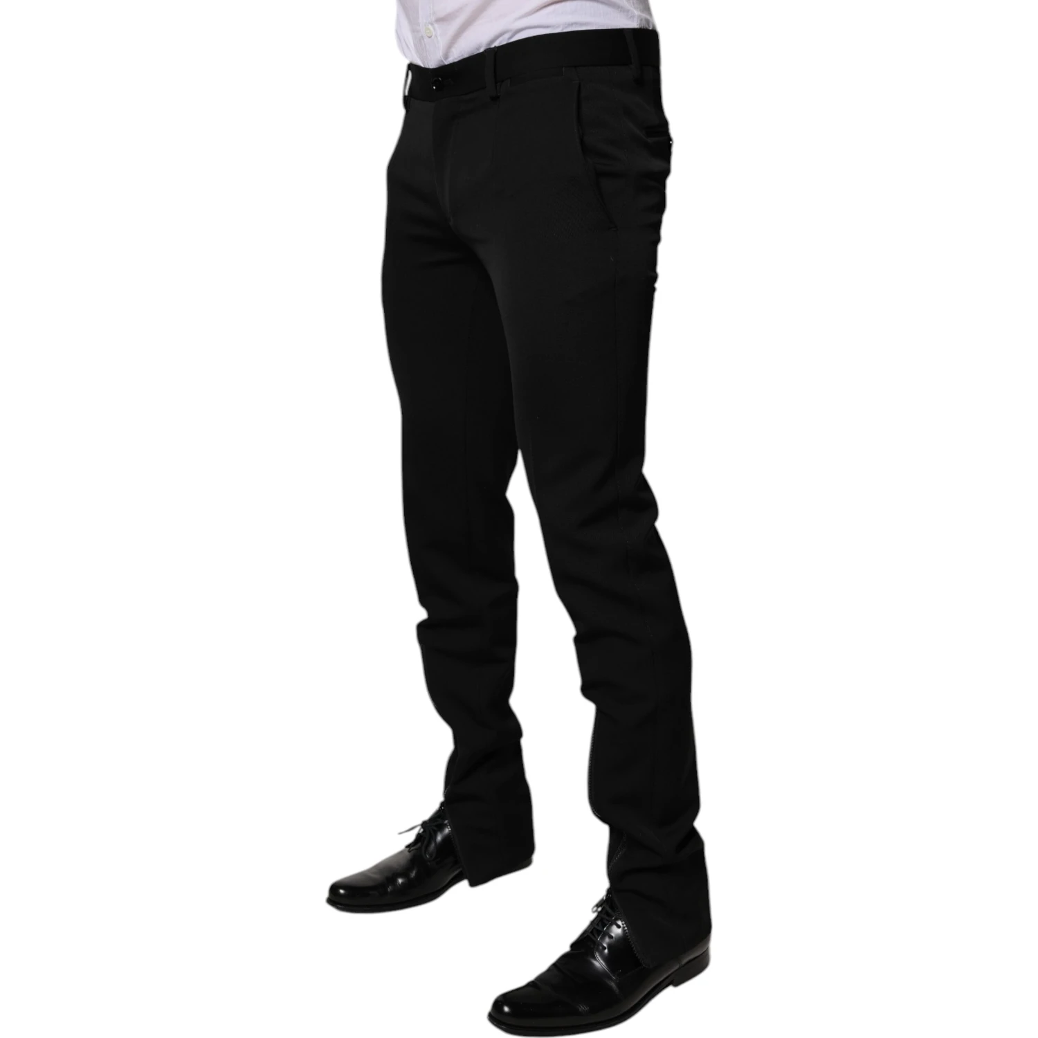 Black Wool Tapered Formal Dress Pants