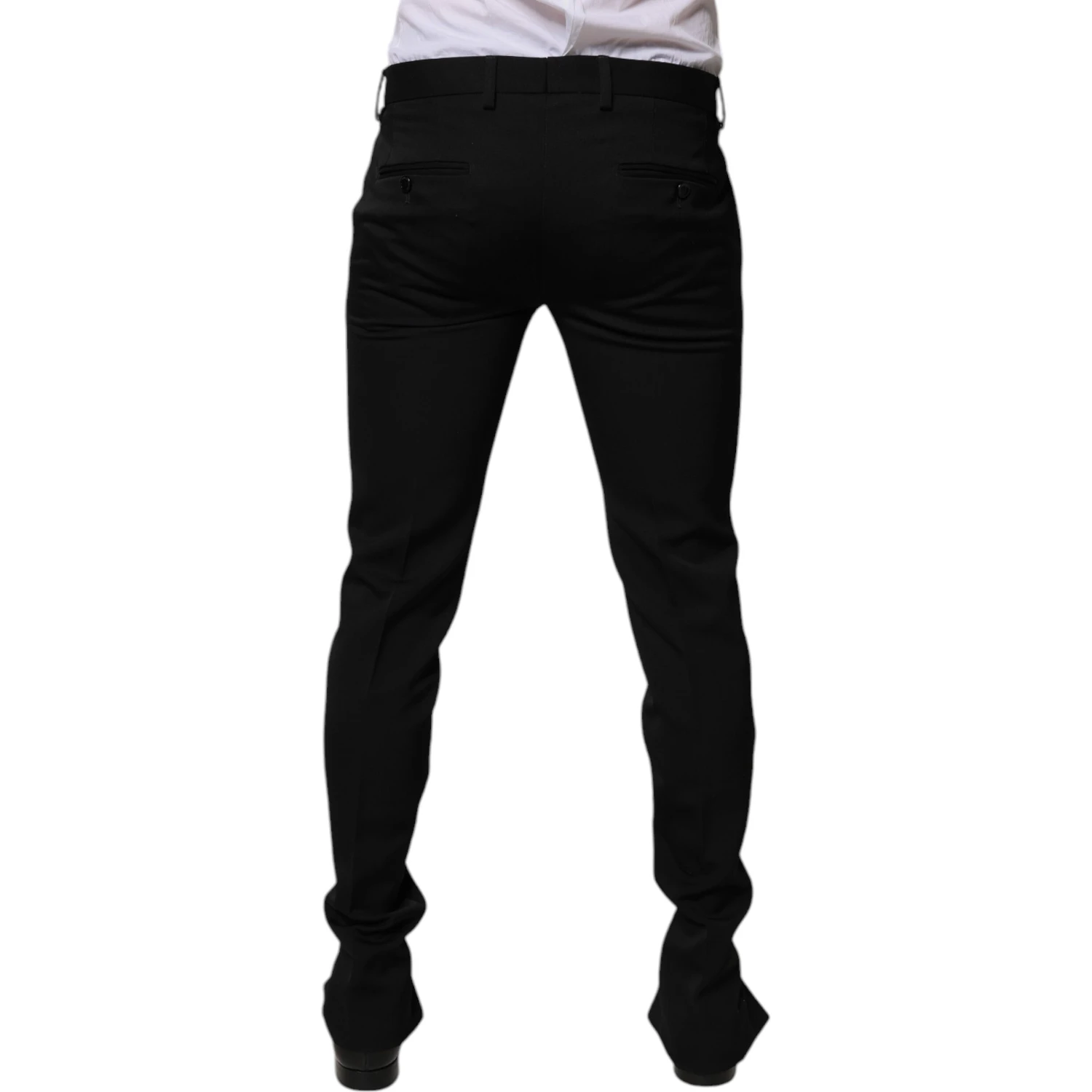 Black Wool Tapered Formal Dress Pants