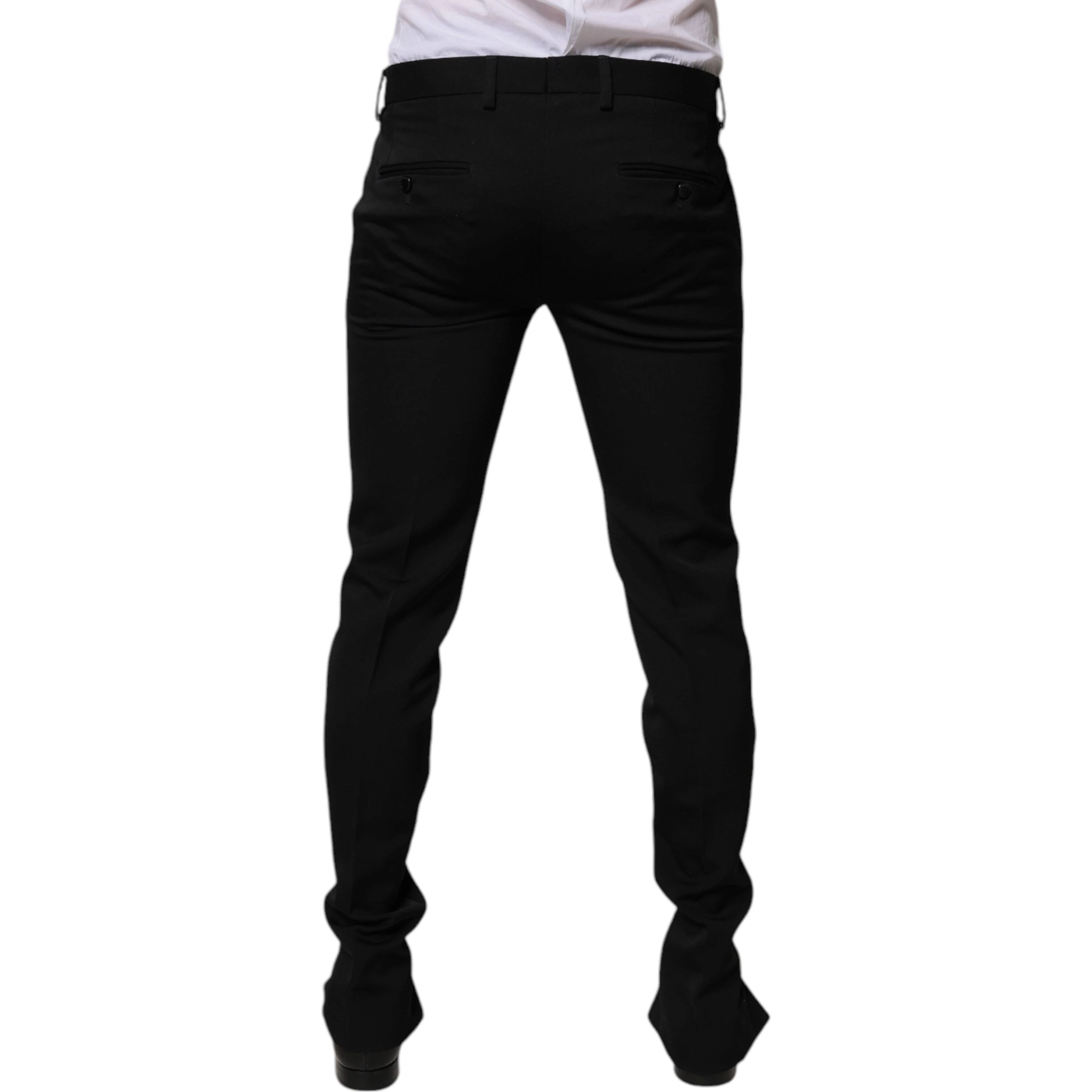 Black Wool Tapered Formal Dress Pants