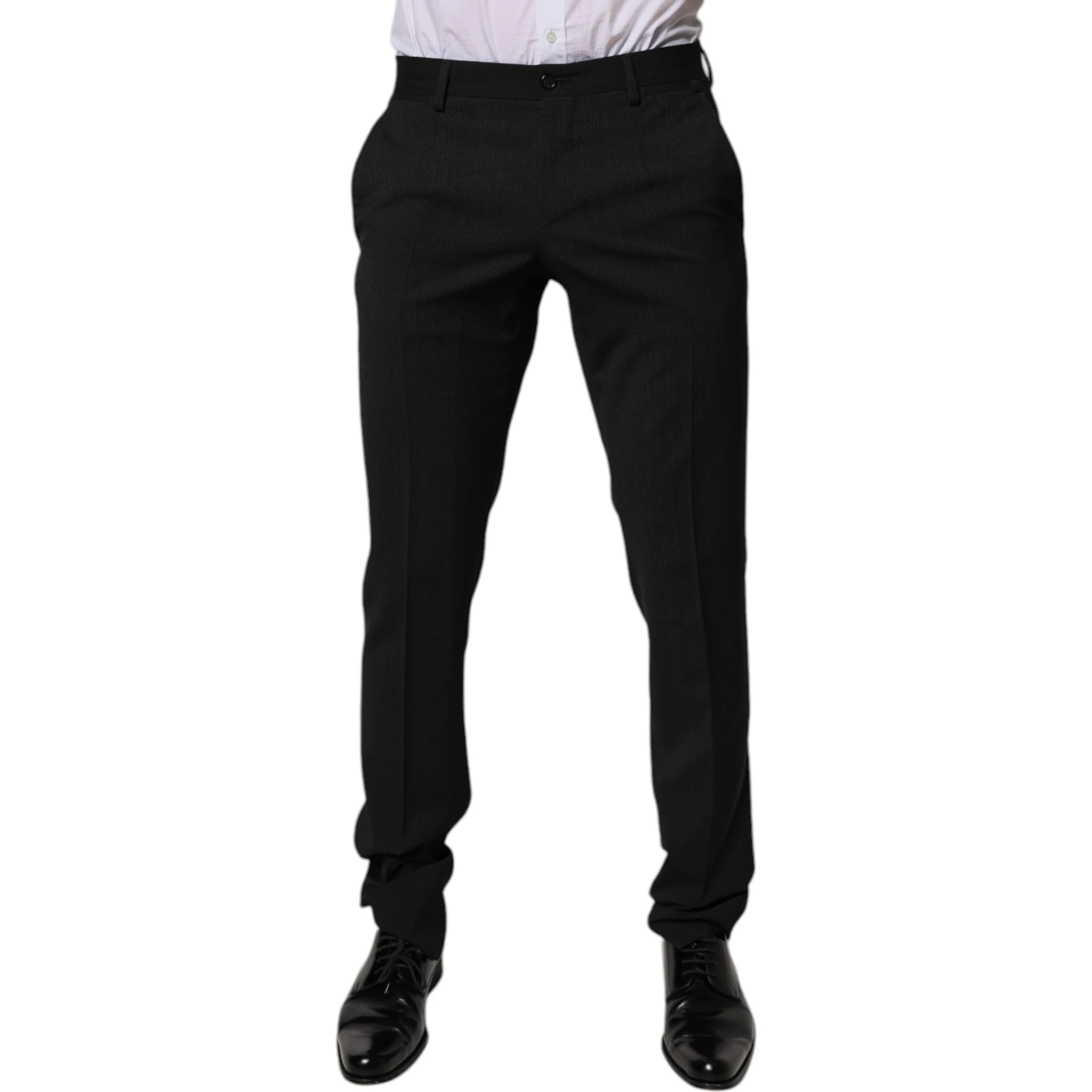 Black Polyester Tapered Formal Men Dress Pants