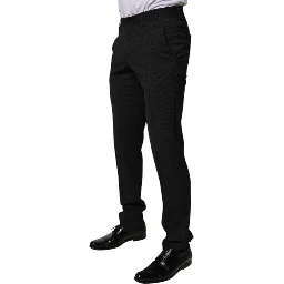 Black Polyester Tapered Formal Men Dress Pants