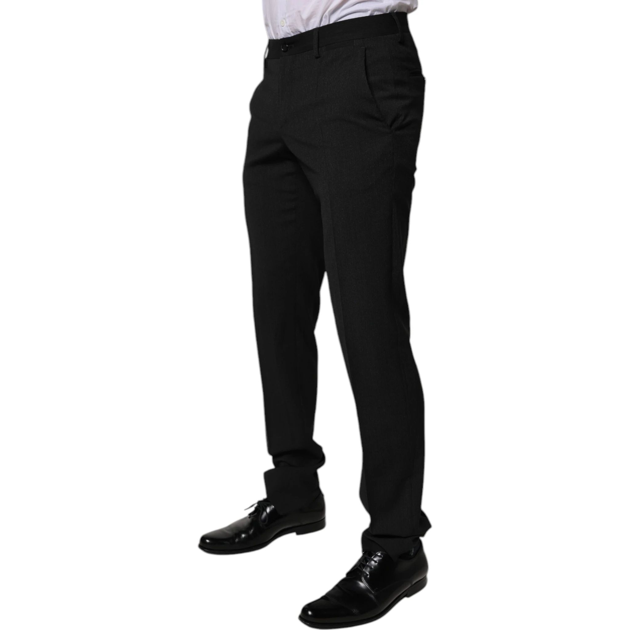 Black Polyester Tapered Formal Men Dress Pants