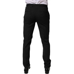 Black Polyester Tapered Formal Men Dress Pants