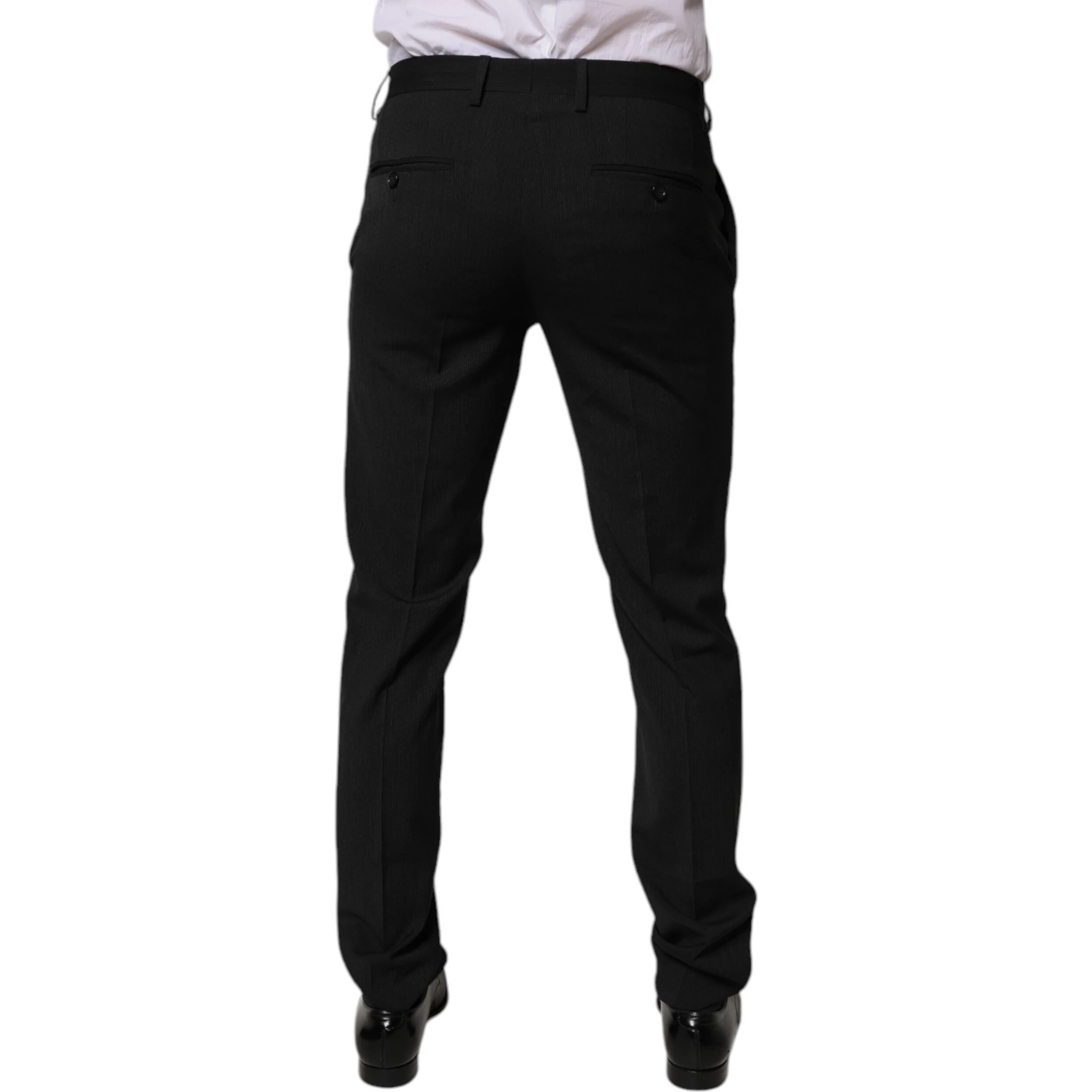 Black Polyester Tapered Formal Men Dress Pants