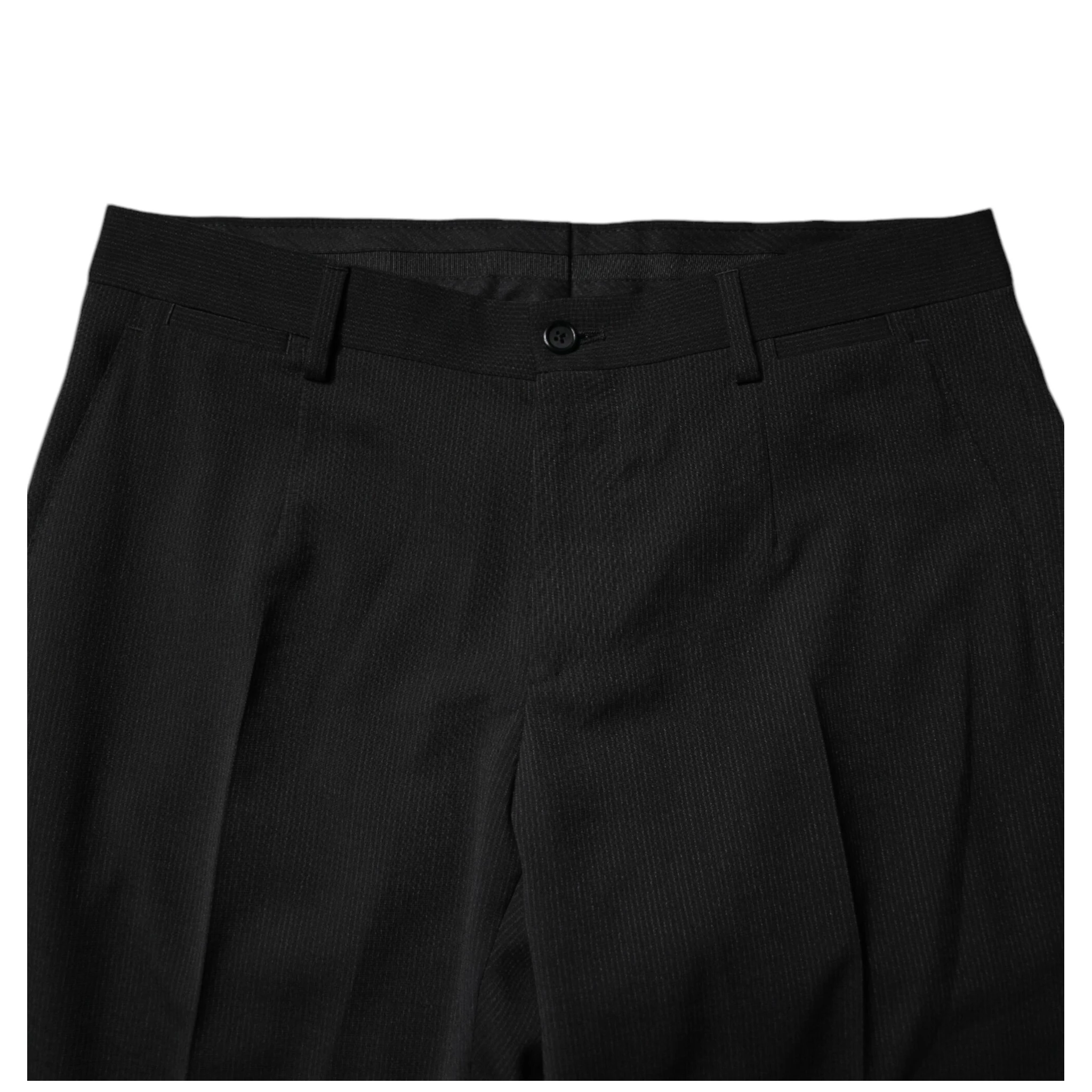 Black Polyester Tapered Formal Men Dress Pants