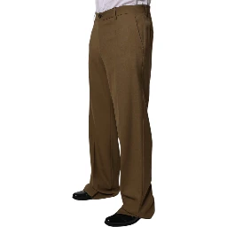 Brown Wool Straight Formal Dress Pants