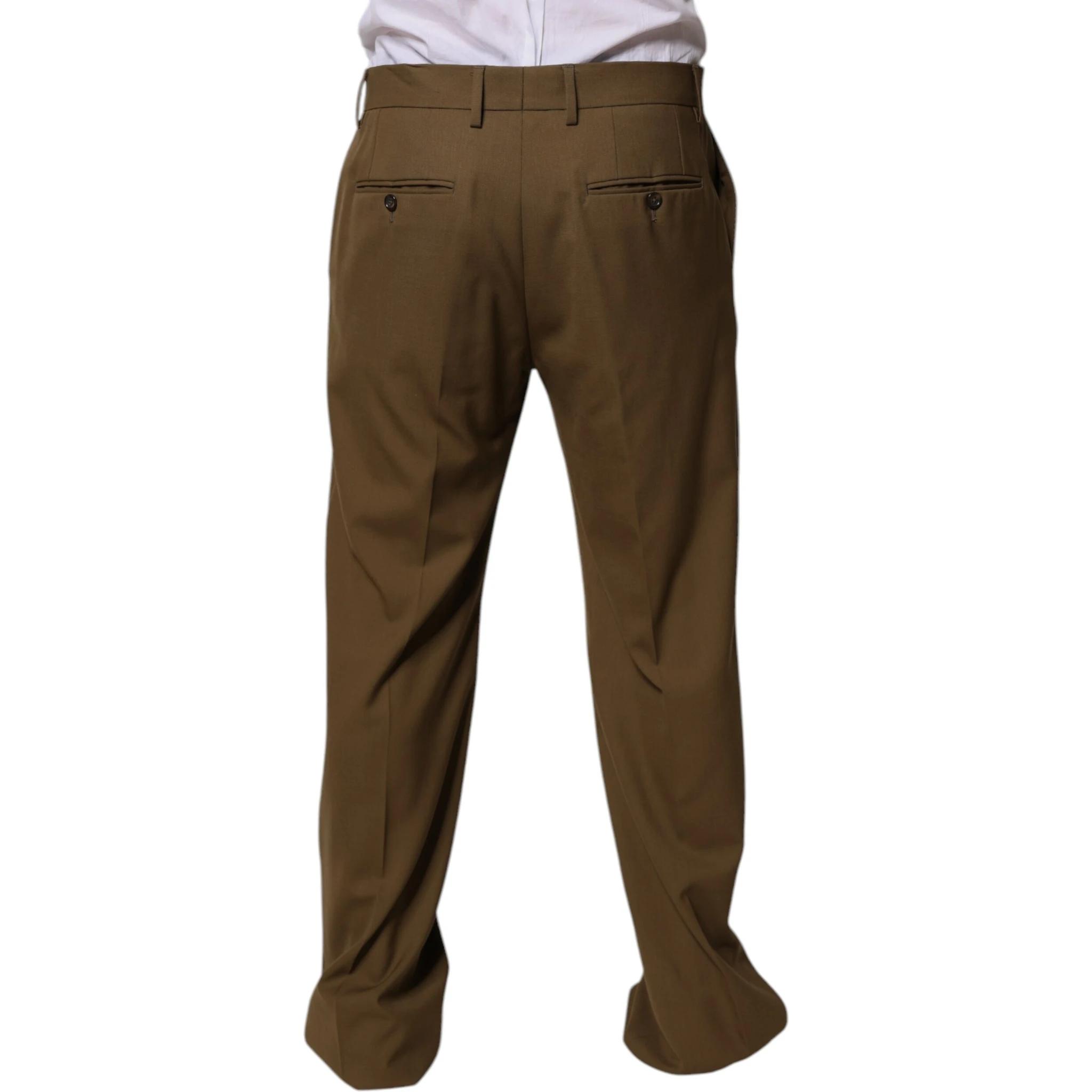 Brown Wool Straight Formal Dress Pants