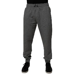 Gray Logo Cotton Jogger Men Sweatpants Pants