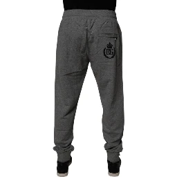Gray Logo Cotton Jogger Men Sweatpants Pants