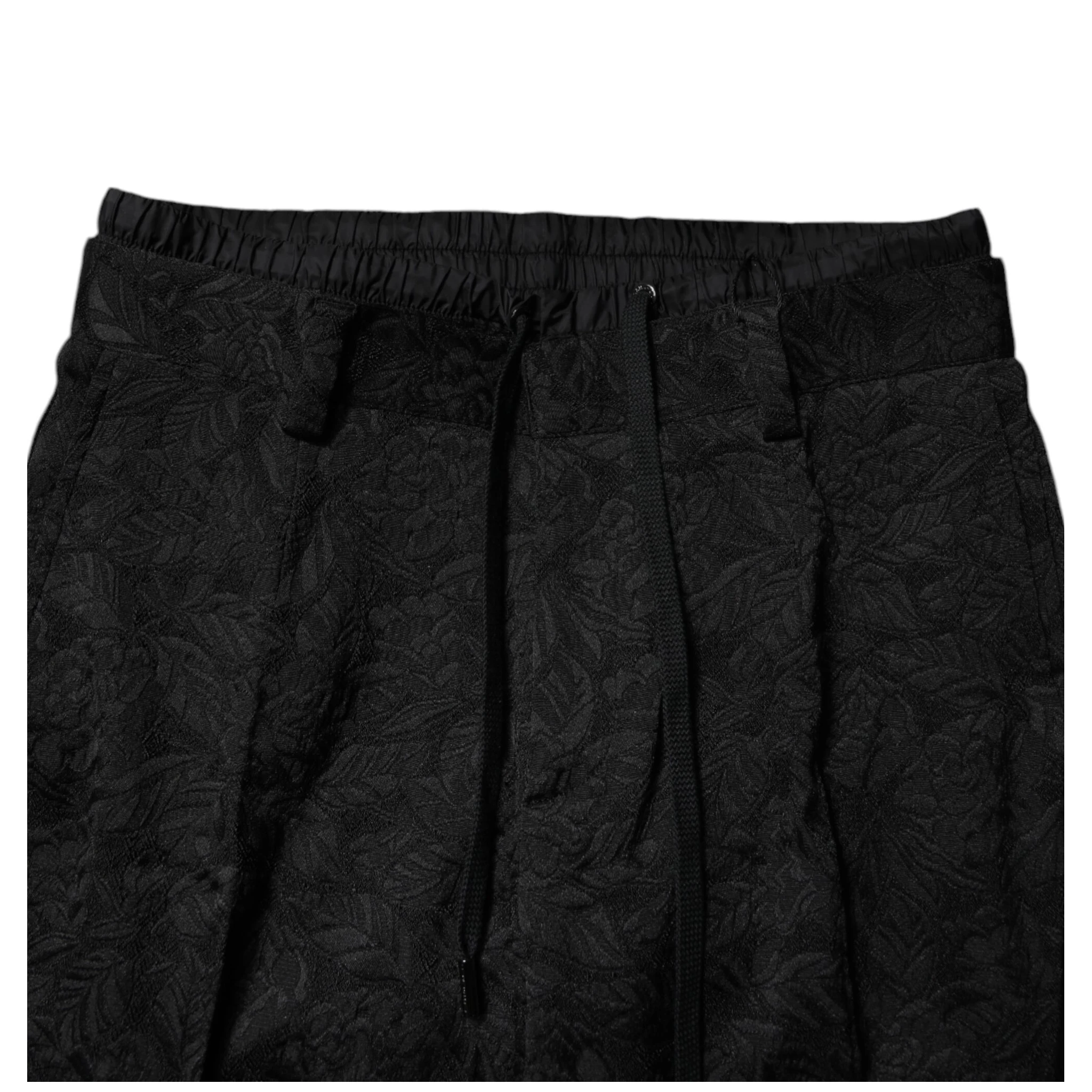 Black Brocade Polyester Skinny Dress Pants