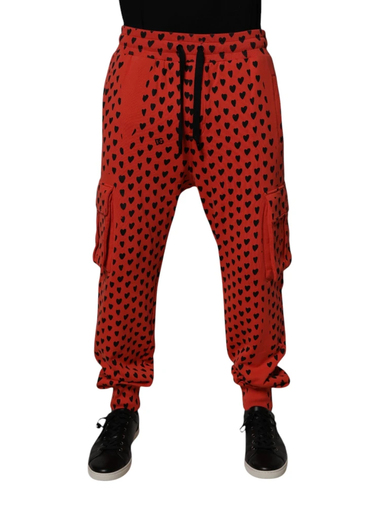 Red Hearts Cargo Jogger Men Sweatpants Pants