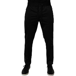 Black Polyester Men Jogger Sweatpants Pants