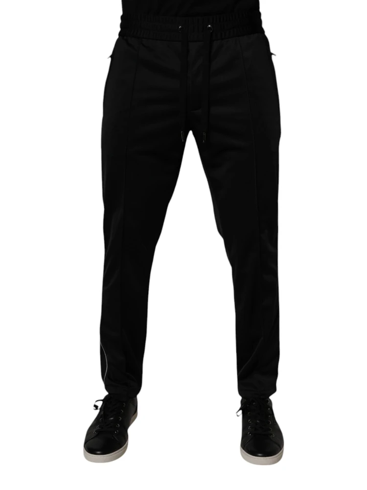 Black Polyester Men Jogger Sweatpants Pants
