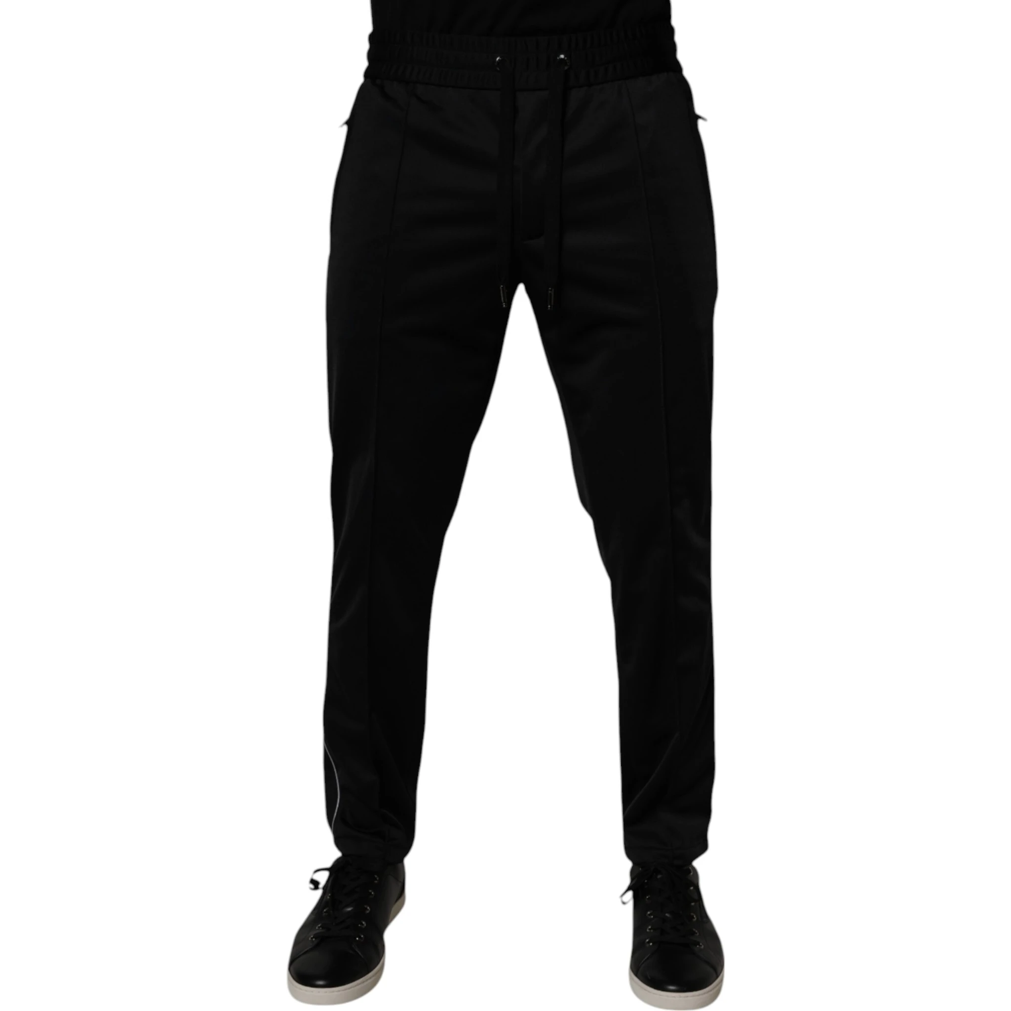 Black Polyester Men Jogger Sweatpants Pants