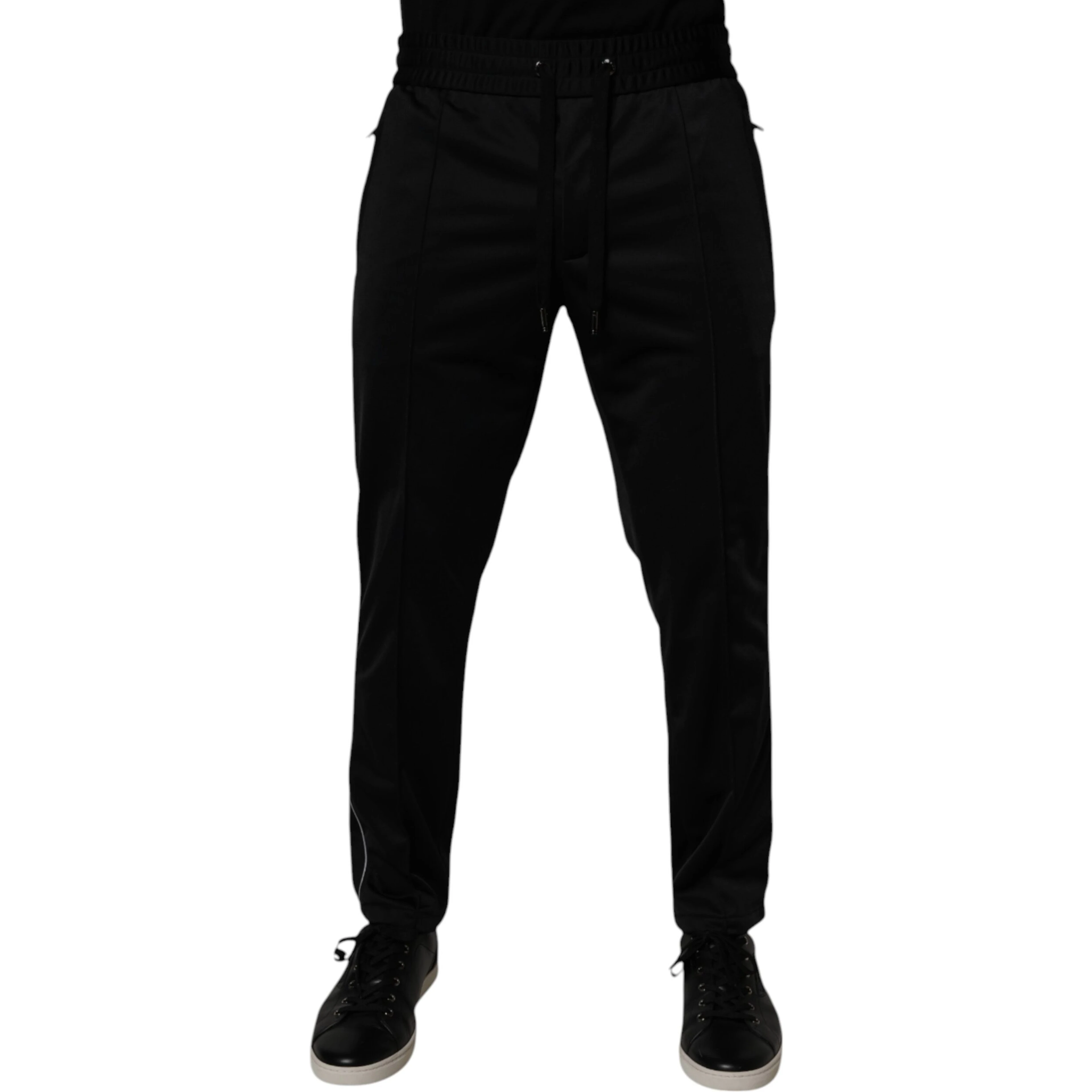 Black Polyester Men Jogger Sweatpants Pants