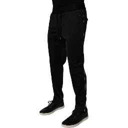 Black Polyester Men Jogger Sweatpants Pants