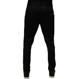 Black Polyester Men Jogger Sweatpants Pants