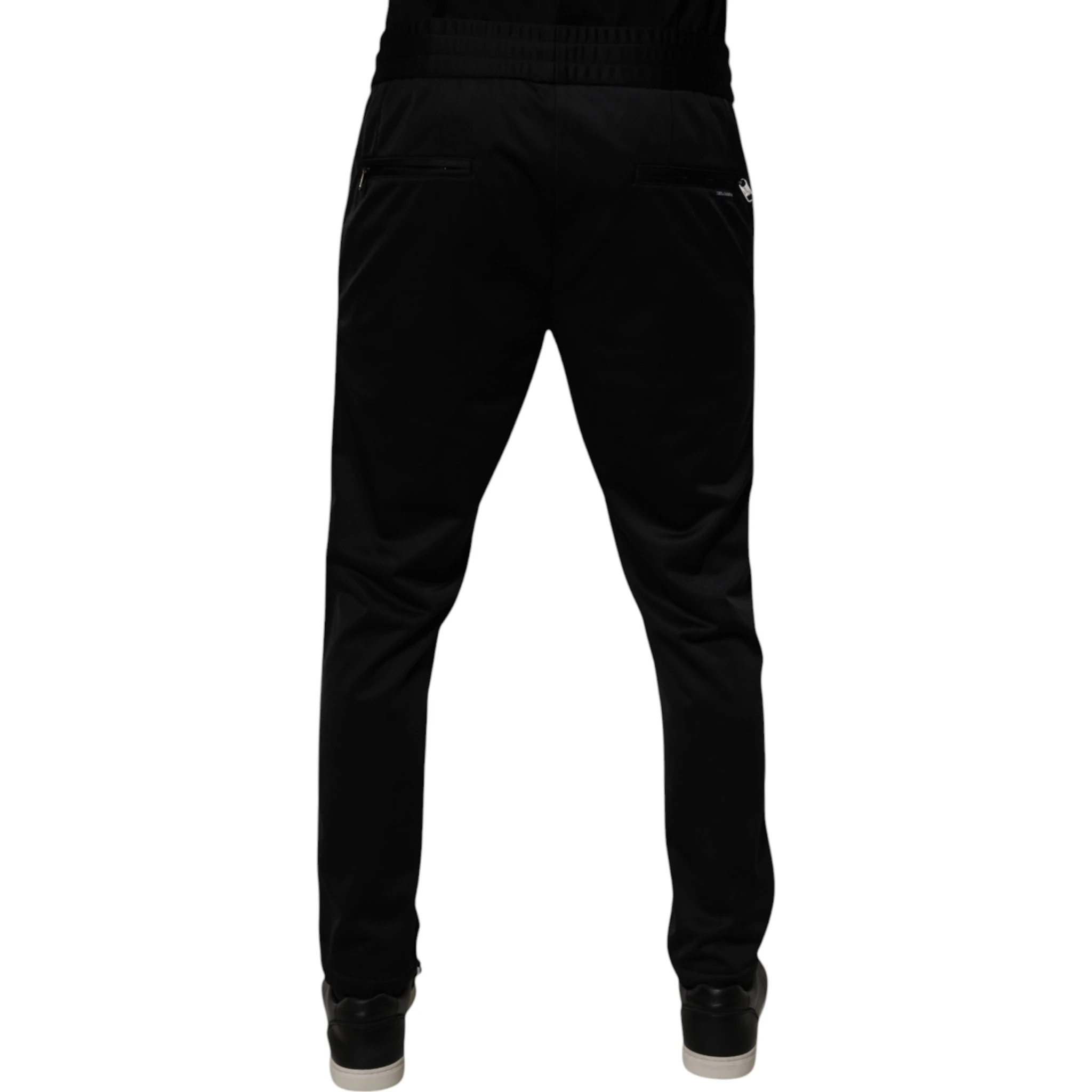 Black Polyester Men Jogger Sweatpants Pants