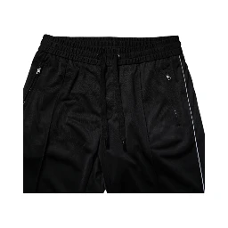 Black Polyester Men Jogger Sweatpants Pants