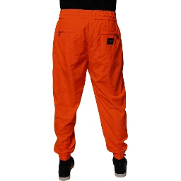 Orange Polyester Men Jogger Sweatpants Pants