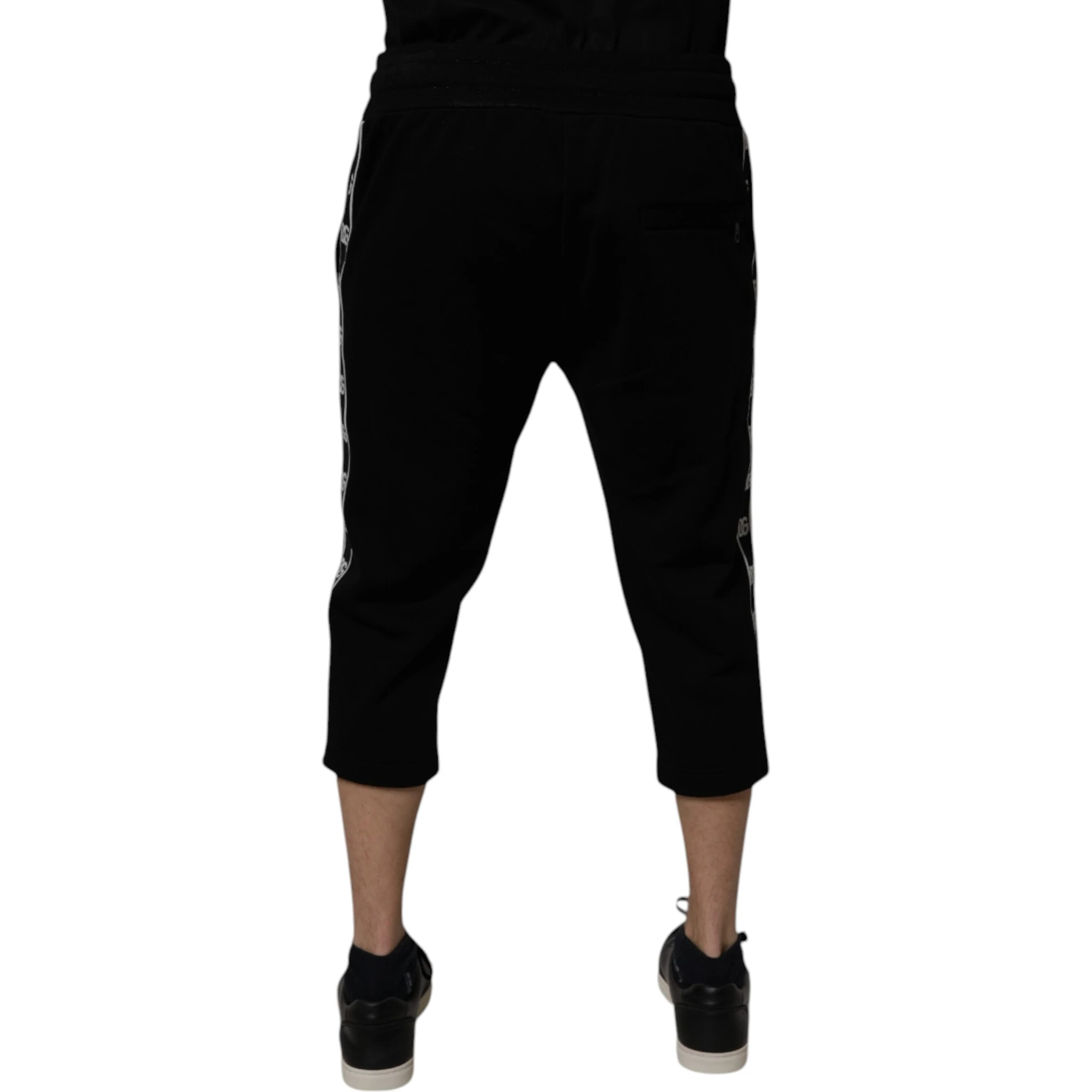Black Cotton Blend Cropped Sweatpants Pants