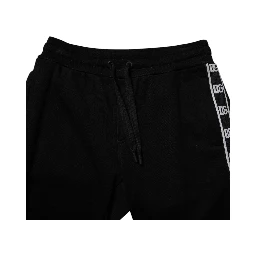 Black Cotton Blend Cropped Sweatpants Pants