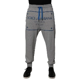 Gray Logo Cotton Men Jogger Sweatpants Pants