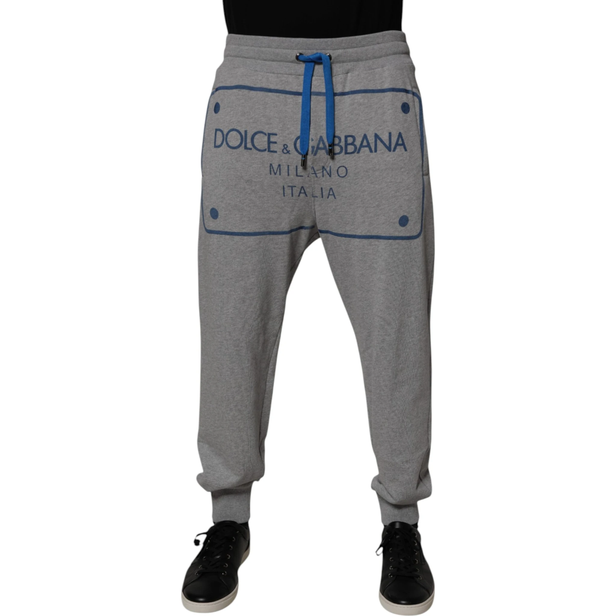 Gray Logo Cotton Men Jogger Sweatpants Pants