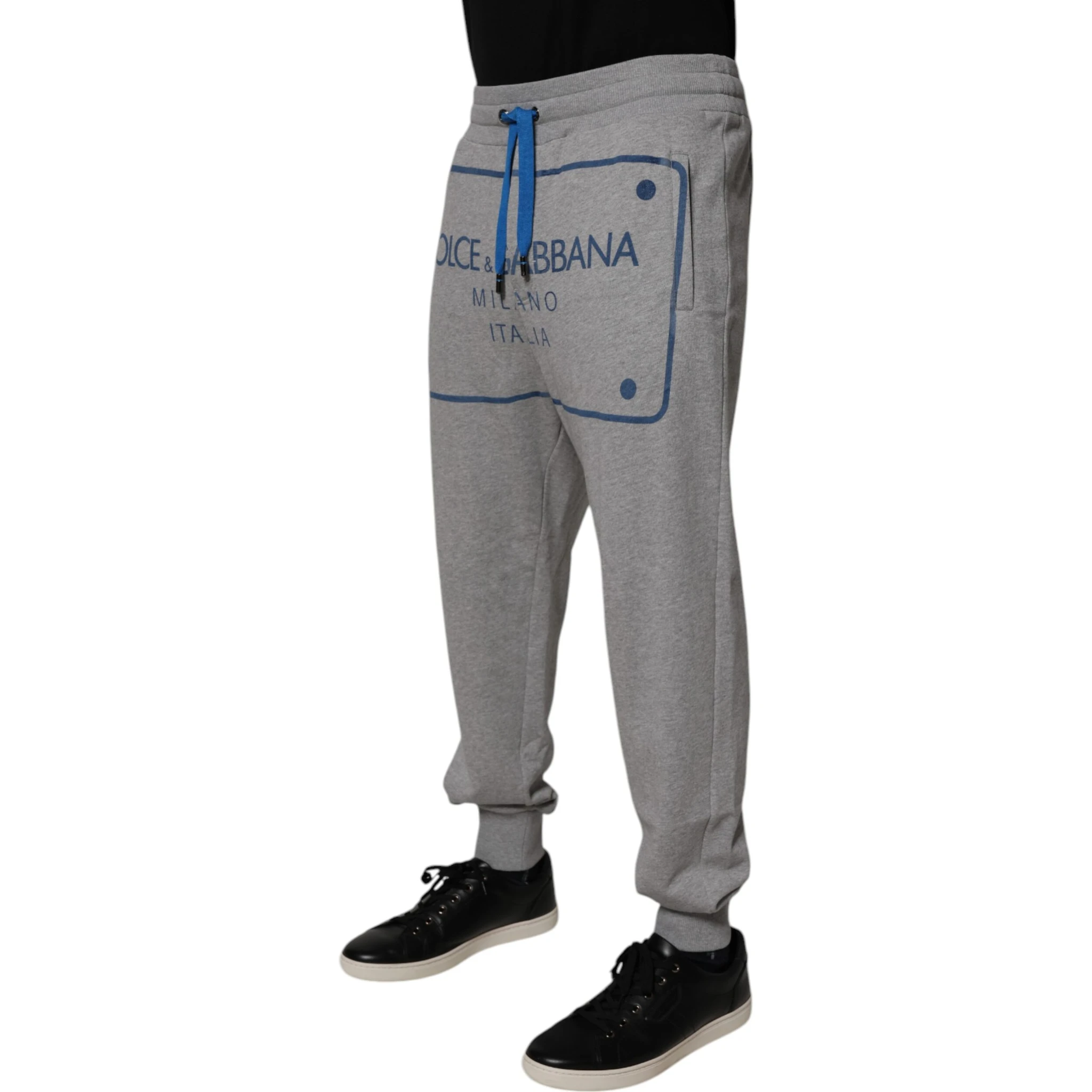 Gray Logo Cotton Men Jogger Sweatpants Pants