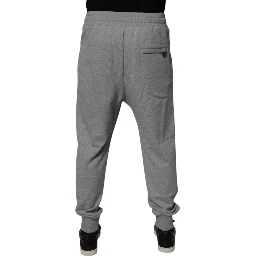 Gray Logo Cotton Men Jogger Sweatpants Pants