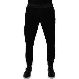 Black Cotton Blend Men Jogger Sweatpants Pants