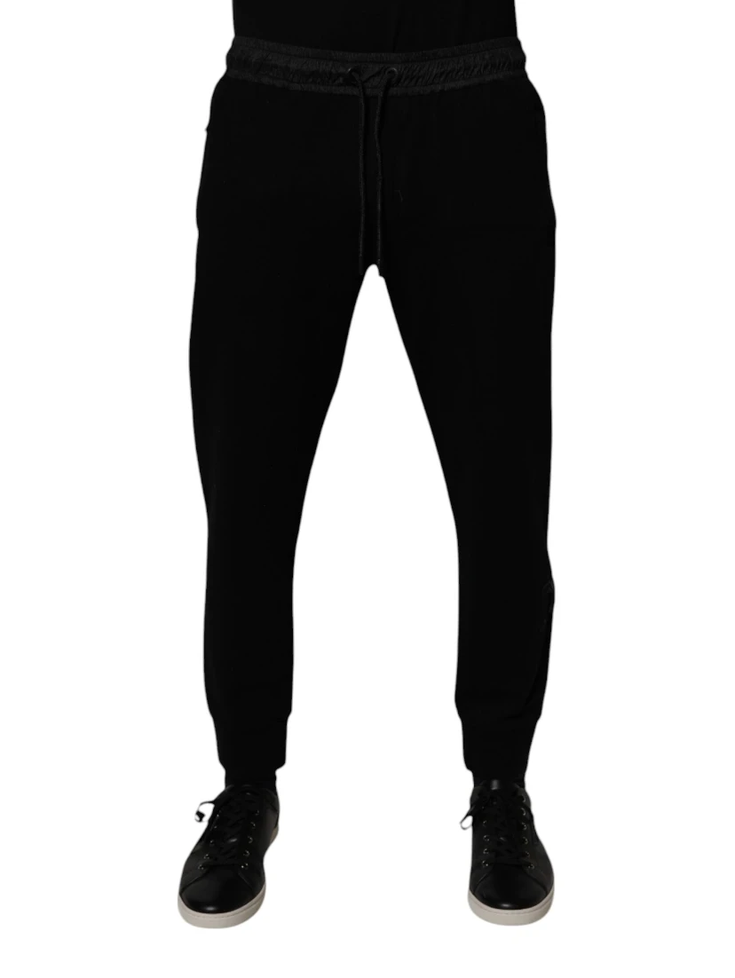 Black Cotton Blend Men Jogger Sweatpants Pants