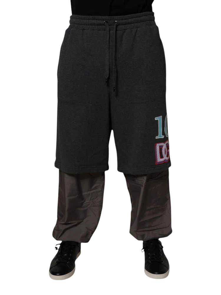 Dark Gray Cotton Layered Straight Sweatpants Pants alternative