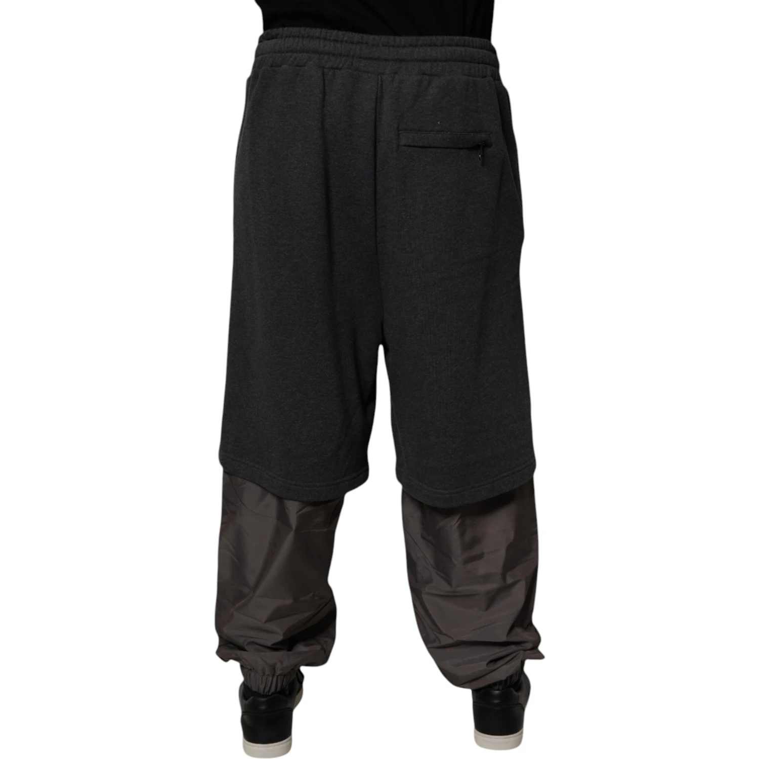 Dark Gray Cotton Layered Straight Sweatpants Pants