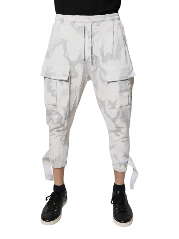 White Camouflage Cargo Jogger Sweatpants Pants