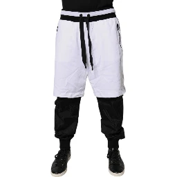 Black White Cotton Layered Sweatpants Pants