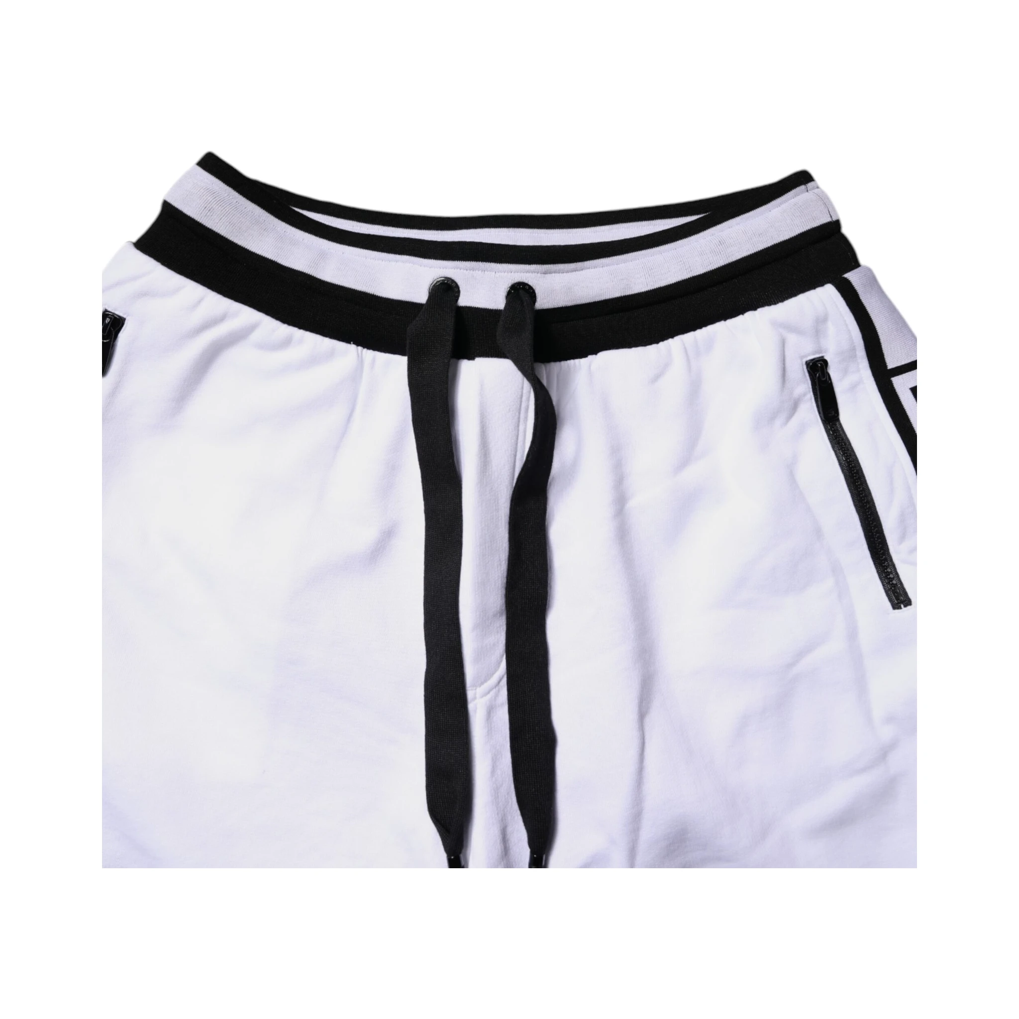 Black White Cotton Layered Sweatpants Pants