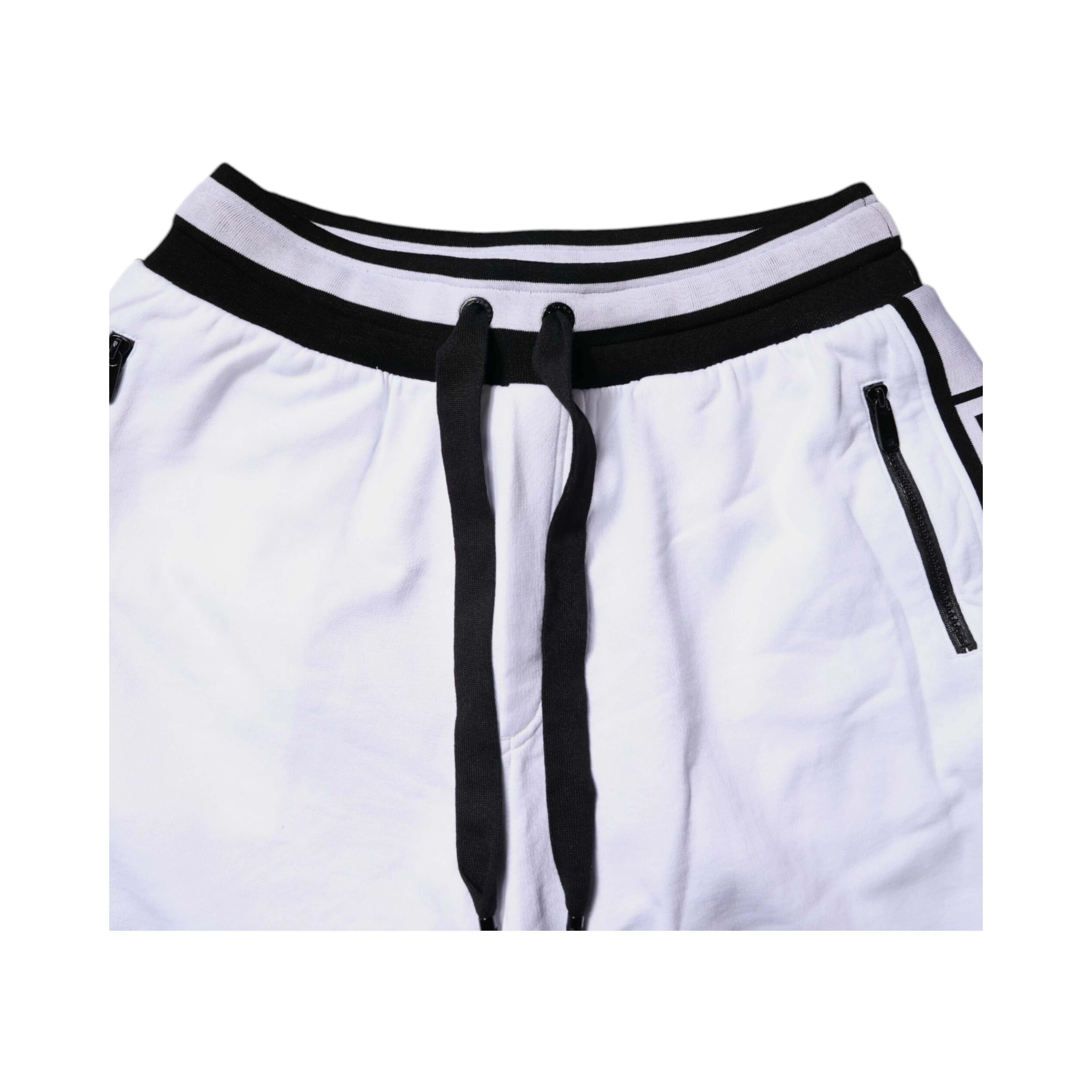 Black White Cotton Layered Sweatpants Pants