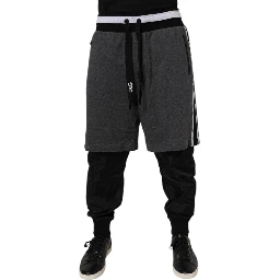 Black Gray Cotton Layered Men Sweatpants Pants