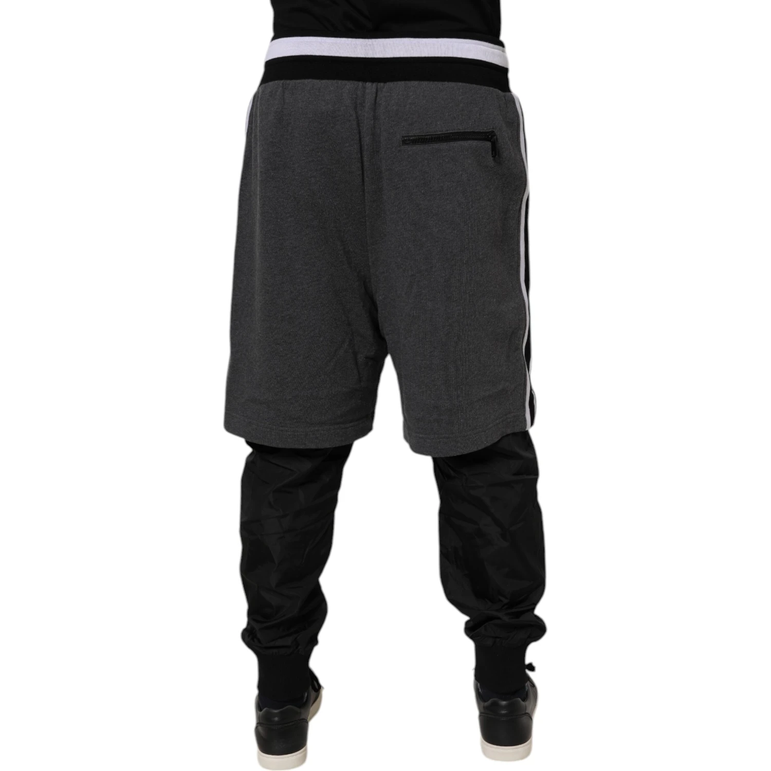 Black Gray Cotton Layered Men Sweatpants Pants