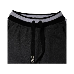 Black Gray Cotton Layered Men Sweatpants Pants