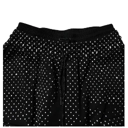 Black Polka Dot Stripes Cargo Jogger Sweatpants Pants